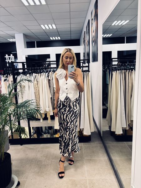 SATYNOWA SPÓDNICA MIDI ZEBRA CZARNA