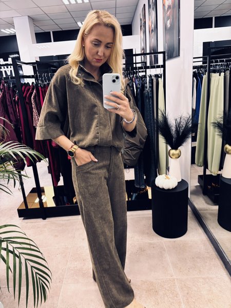 KOMPLET SZTRUKS: SPODNIE + KURTKA BOMBER KHAKI