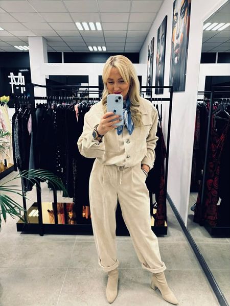 Sztruksowy komplet katana na guziki + spodnie typu ballon